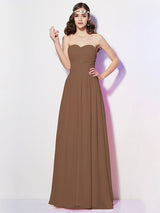 Gorgeous Sweetheart Sleeveless Long Pleats Chiffon Bridesmaid Dresses-Ballbella