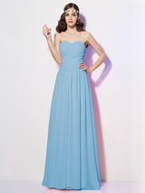 Gorgeous Sweetheart Sleeveless Long Pleats Chiffon Bridesmaid Dresses-Ballbella