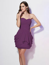 Gorgeous Sweetheart Sleeveless Pleats Short Chiffon Bridesmaid Dresses-Ballbella