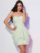 Gorgeous Sweetheart Sleeveless Pleats Short Chiffon Bridesmaid Dresses-Ballbella