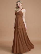 A-Line Charming Sweetheart Sleeveless Ruched Chiffon Bridesmaid Dresses