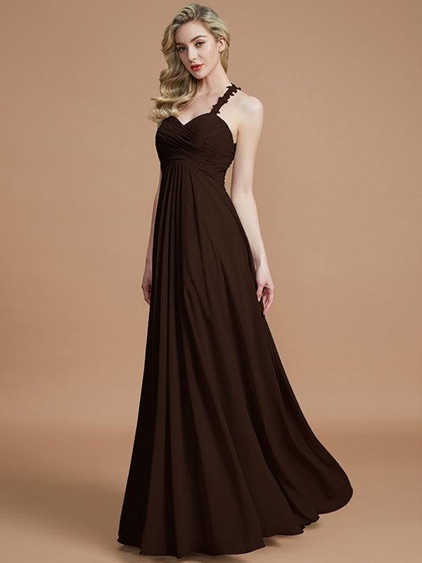 A-Line Charming Sweetheart Sleeveless Ruched Chiffon Bridesmaid Dresses