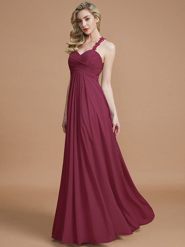 A-Line Charming Sweetheart Sleeveless Ruched Chiffon Bridesmaid Dresses