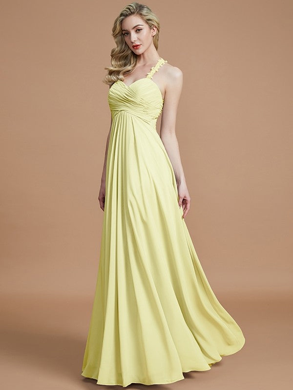 A-Line Charming Sweetheart Sleeveless Ruched Chiffon Bridesmaid Dresses