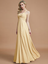 A-Line Charming Sweetheart Sleeveless Ruched Chiffon Bridesmaid Dresses