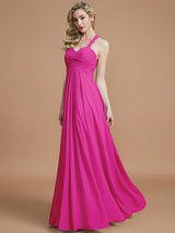 A-Line Charming Sweetheart Sleeveless Ruched Chiffon Bridesmaid Dresses