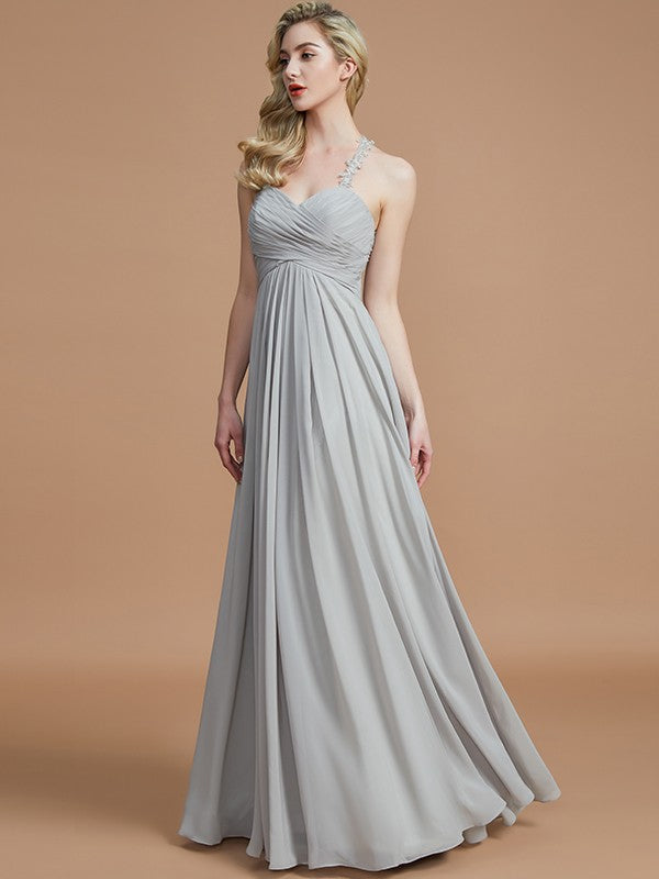 A-Line Charming Sweetheart Sleeveless Ruched Chiffon Bridesmaid Dresses