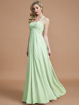 A-Line Charming Sweetheart Sleeveless Ruched Chiffon Bridesmaid Dresses