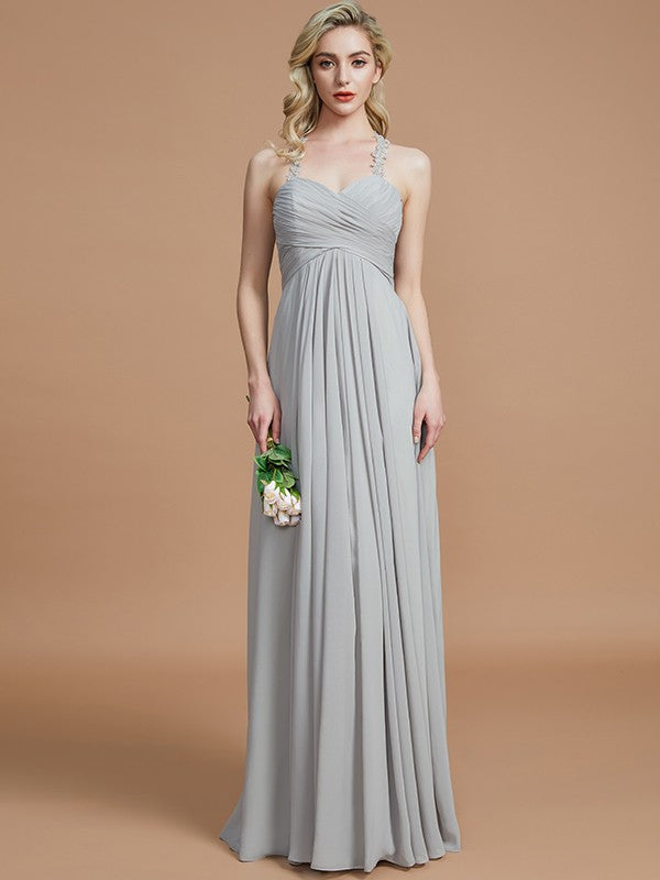 A-Line Charming Sweetheart Sleeveless Ruched Chiffon Bridesmaid Dresses