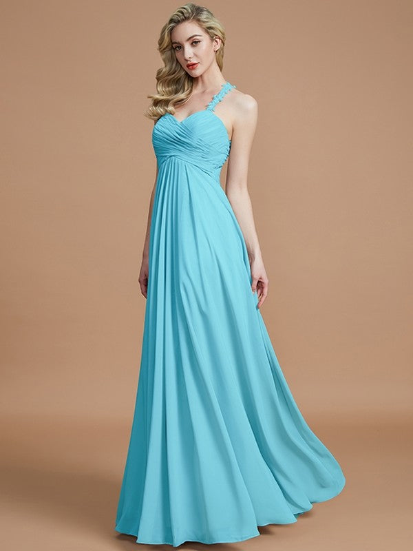 A-Line Charming Sweetheart Sleeveless Ruched Chiffon Bridesmaid Dresses