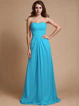 Gorgeous Sweetheart Sleeveless Ruffles Chiffon Long Bridesmaid Dresses-Ballbella