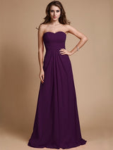 Gorgeous Sweetheart Sleeveless Ruffles Chiffon Long Bridesmaid Dresses-Ballbella