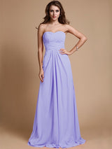 Gorgeous Sweetheart Sleeveless Ruffles Chiffon Long Bridesmaid Dresses-Ballbella