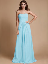 Gorgeous Sweetheart Sleeveless Ruffles Chiffon Long Bridesmaid Dresses-Ballbella