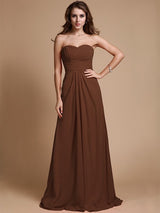 Gorgeous Sweetheart Sleeveless Ruffles Chiffon Long Bridesmaid Dresses-Ballbella