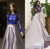 Gorgeous Two Piece Formal Dress Long Sleeves Lace Evening Dress-Ballbella