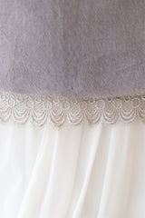 Gray Lace-Trimmed Warm Wedding Gown Shawl-Ballbella