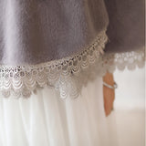 Gray Lace-Trimmed Warm Wedding Gown Shawl-Ballbella