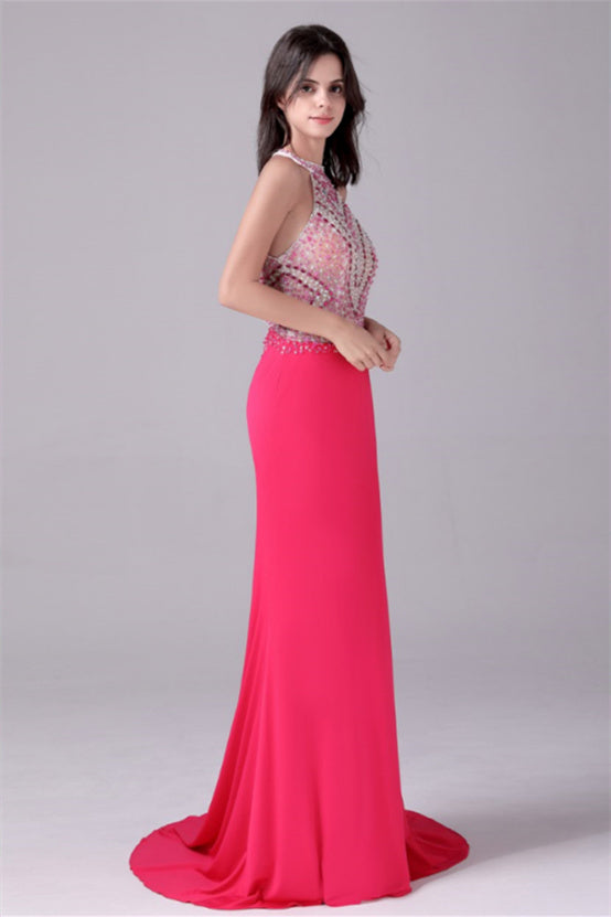 Halter Floor Length Sleeveless Backless Beading mother's dress-Ballbella