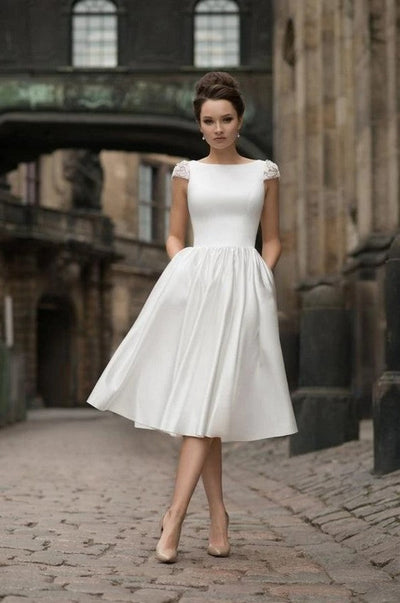 High neck White Knee-length Short Homecoming Dress for summer time –  Ballbella