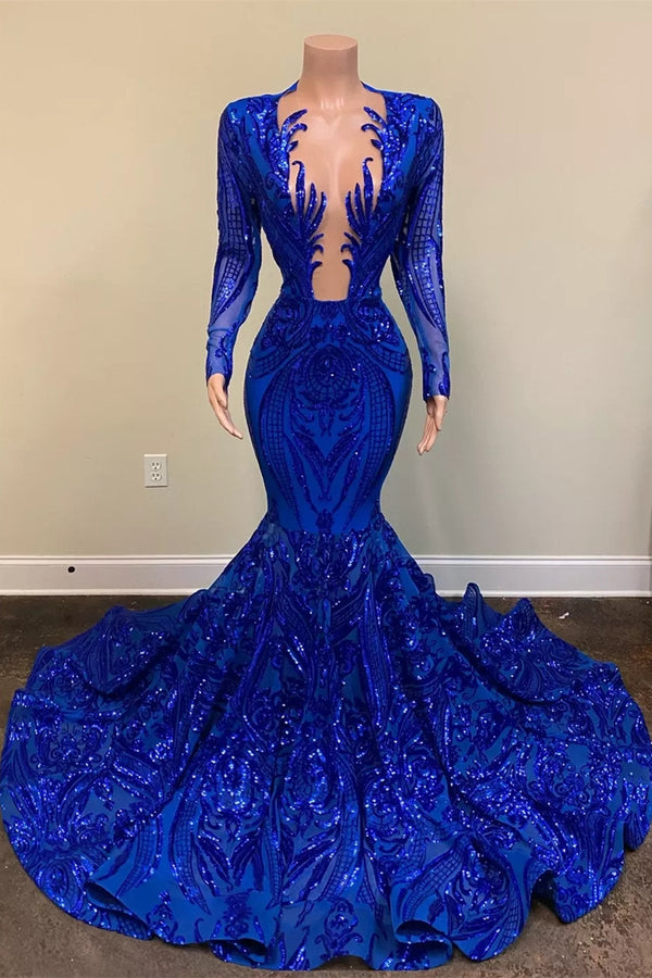 Black Chic Mermaid Prom Party GownsSweetheart Sequined Evening