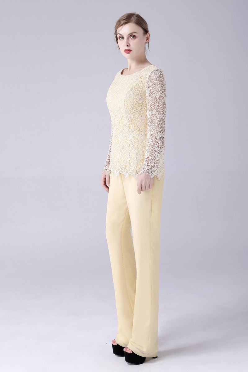 Jewel Lace Long sleeves Casual mother's suit-Ballbella