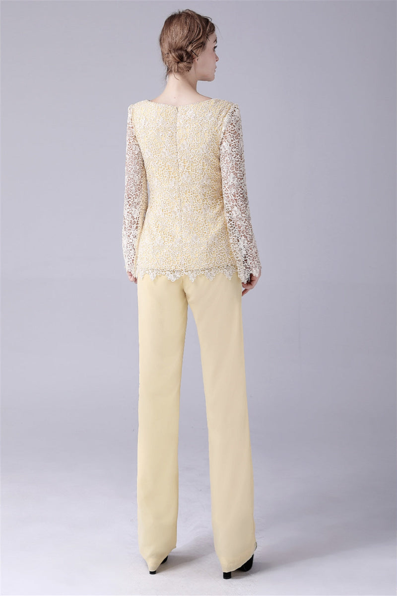 Jewel Lace Long sleeves Casual mother's suit-Ballbella