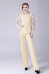 Jewel Lace Long sleeves Casual mother's suit-Ballbella