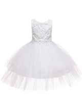 Jewel Neck Sleeveless Bows Formal Kids Pageant flower girl dresses-Ballbella