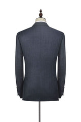 Julio Dark Grey Stripe Pattern Mens Suits for Formal-Ballbella