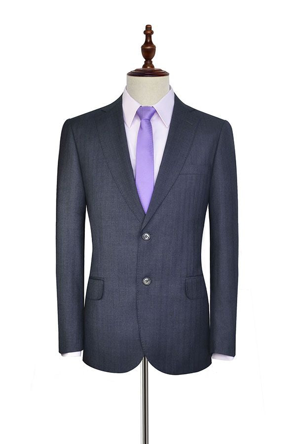 Julio Dark Grey Stripe Pattern Mens Suits for Formal-Ballbella