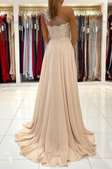 Lace Appliques Sleeveless One-Shoulder Prom Dress-Ballbella