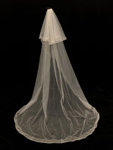 Lace One-Tier Tulle Veils Applique Waterfall Wedding Veils-Ballbella