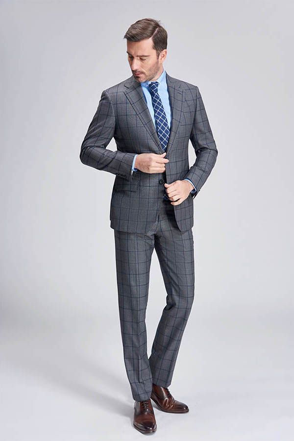 Ballbella made this Large Checked Decent Dark Grey Mens Suits Sale with rush order service. Discover the design of this Grey Plaid Single Breasted Notched Lapel mens suits cheap for prom, wedding or formal business occasion.