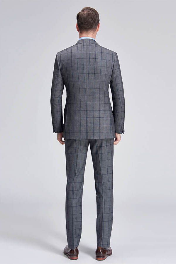 Ballbella made this Large Checked Decent Dark Grey Mens Suits Sale with rush order service. Discover the design of this Grey Plaid Single Breasted Notched Lapel mens suits cheap for prom, wedding or formal business occasion.