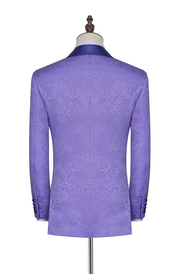 This Lavender Jacquard Silk Shawl Lapel Bespoke Marriage Suits at Ballbella comes in all sizes for prom, wedding and business. Shop an amazing selection of Shawl Lapel Single Breasted Lavender mens suits in cheap price.