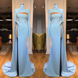 Long Sleeves High Neck Mermaid Prom Dress Long With Slit-Ballbella