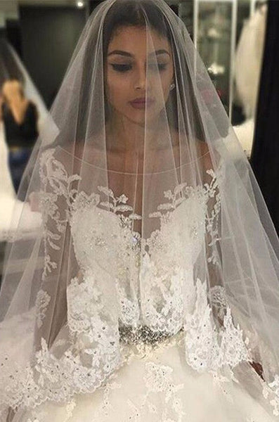 Stunning Royal Wedding Dresses Vintage Long Appliques Sleeved Arabic Bridal  Gowns – Ballbella