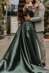 Mermaid Sweetheart Floor-length Long Sleeve Appliques Lace With Side Train Prom Dress-Ballbella