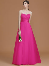 A-Line Charming Bateau Sleeveless Applique Tulle Bridesmaid Dresses