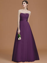 A-Line Charming Bateau Sleeveless Applique Tulle Bridesmaid Dresses