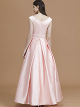 A-Line Charming Bateau Sleeveless Asymmetrical Ruffles Satin Bridesmaid Dresses