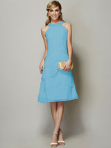 Modern Bateau Sleeveless Beading Short Chiffon Bridesmaid Dresses-Ballbella