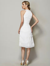 Modern Bateau Sleeveless Beading Short Chiffon Bridesmaid Dresses-Ballbella