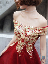 Modern Evening Dress A-Line Bateau Neck Tulle Floor-Length Sequins Sequined Dress-Ballbella