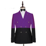 Modern Purple Double Breasted Peaked Lapel Men's Prom Suits Online-Ballbella