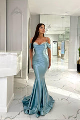 Modern Spaghetti-Straps Cap Sleeves Mermaid Prom Dress With Ruffles-Ballbella