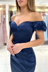 Modern Sweetheart Cap Sleeves Column Prom Dress Ruffles-Ballbella