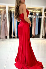 Modern Sweetheart Sleeveless Mermaid prom Dresses With Front Split-Ballbella