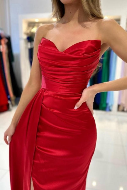 Modern Sweetheart Sleeveless Mermaid prom Dresses With Front Split-Ballbella